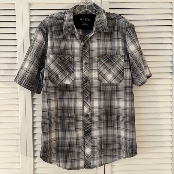 Orvis short sleeve woven tech quick dry lightweight plaid Size M, UPF 30+ - Picture 2 of 9